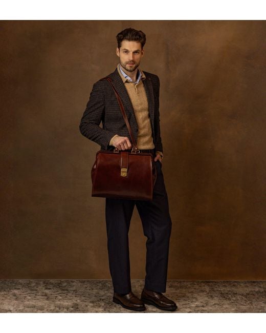 Time Resistance Brown Large Leather Doctor Bag for men