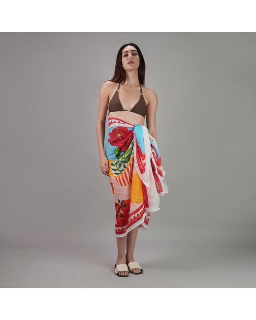 DHARA SHETH DUBAI Red Mediterranean Picnic Resort Sarong