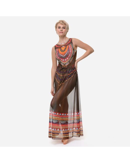 Rodasoleil Smart Swimwear Brown Tan-Through Mesh Lightweight Beach Skirt Africa