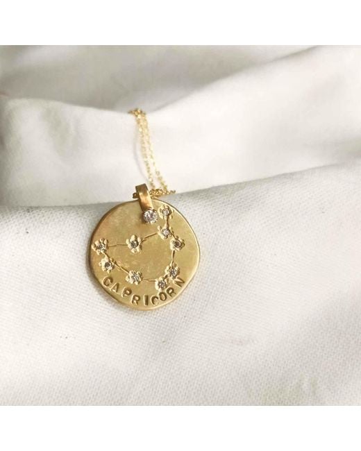 Lily Flo Jewellery Metallic Capricorn Diamond Medallion