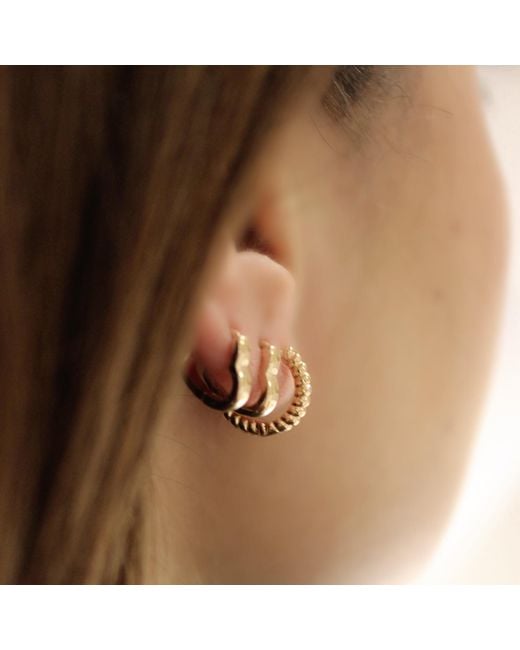 1610Istanbul Metallic Modern Texture Minimal Earrings