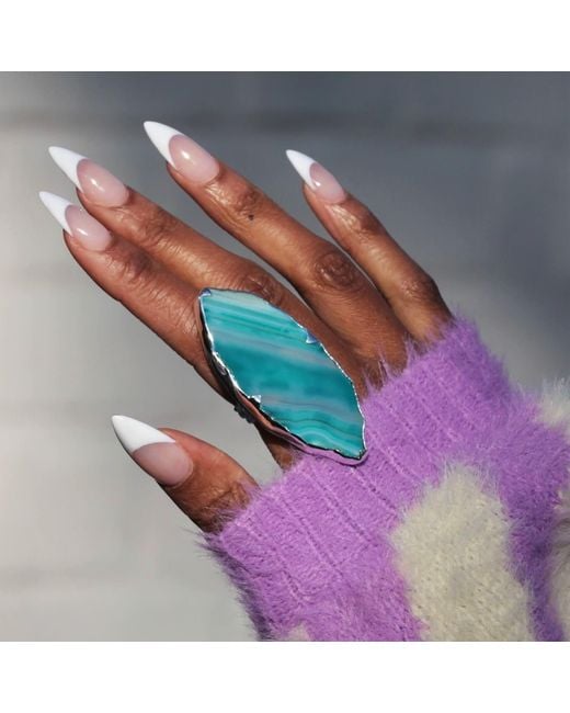 YAA YAA LONDON Blue Sterling Grande Aqua Gemstone Adjustable Ring