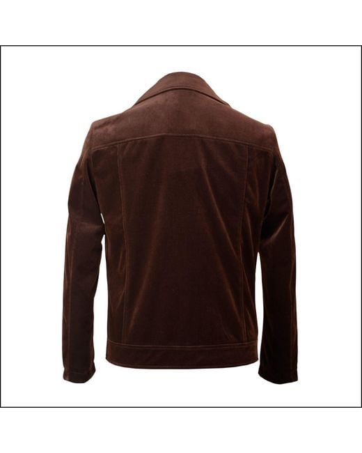 DAVID WEJ Brown Washington Corduroy Biker Jacket for men