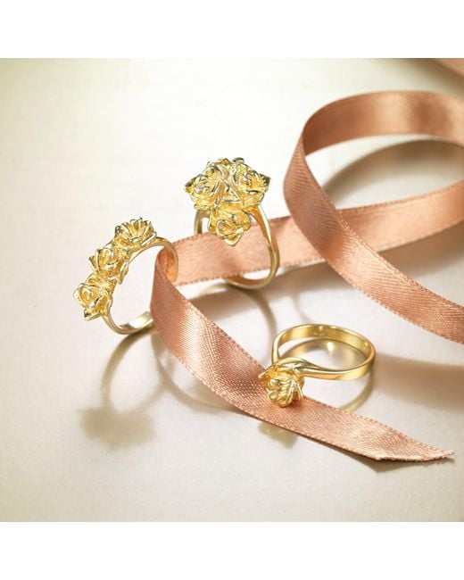 Unaloe Metallic Vermeil Rose Solitaire Ring For – Single Flower Statement Jewel