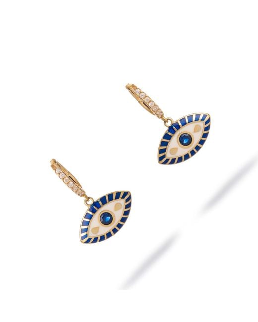 Ebru Jewelry White Queen Cleopatra Evil Eye Earrings