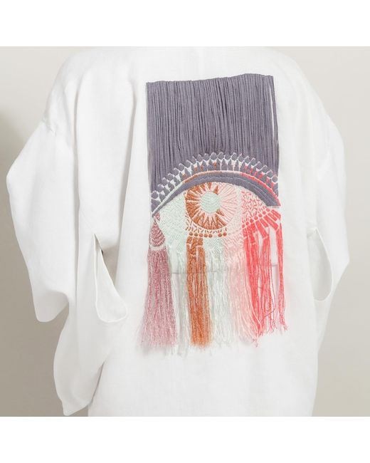 GeeGee Collection White Third Eye Hemp Kimono