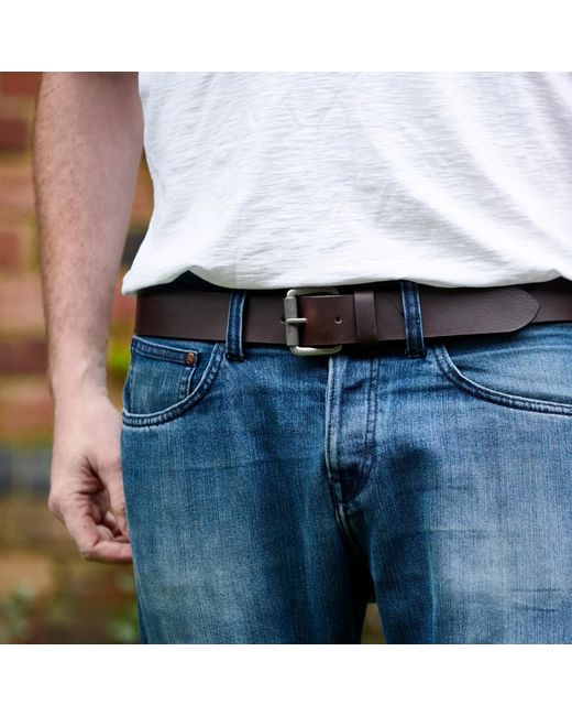 VIDA VIDA Gray Handmade Leather Jeans Belt for men