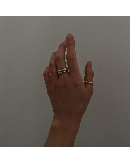 Cote Cache Metallic Stackable Wave Vermeil Ring Set