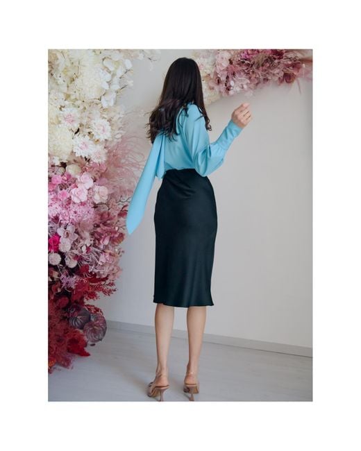 concept A trois Black Satin Skirt