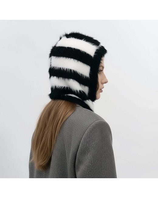 London Atelier Byproduct Black Striped & Striped Fuzzy Balaclava