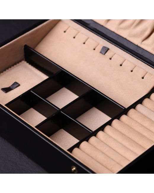 Time Resistance Black Leather Jewelry Box Accessory Box