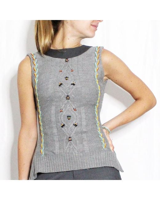 Boutique Kaotique Gray Bug Wool Cut Out Top