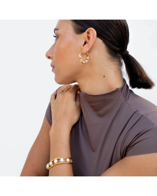 Dower & Hall Metallic Waterfall Baroque Pearl Hoops