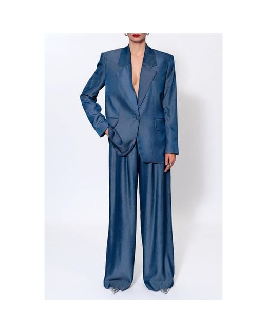 AGGI by HALEWSKI Blue Ophelie Denim Wide Suit Trousers