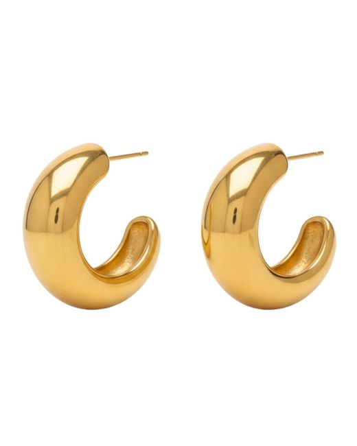 LINYA JEWELLERY Metallic Pety Half Round Hoop Earrings