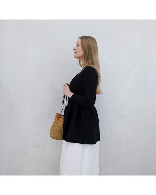 London Atelier Byproduct Black Knitted Peplum Cardigan