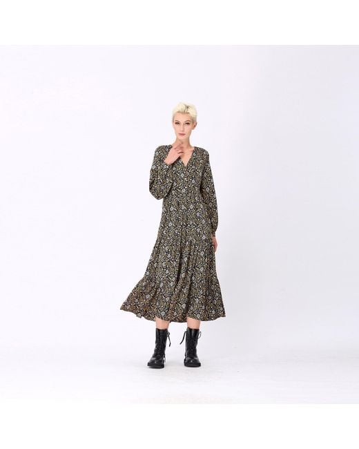 Smart and Joy Black Liberty Print Blouse Dress
