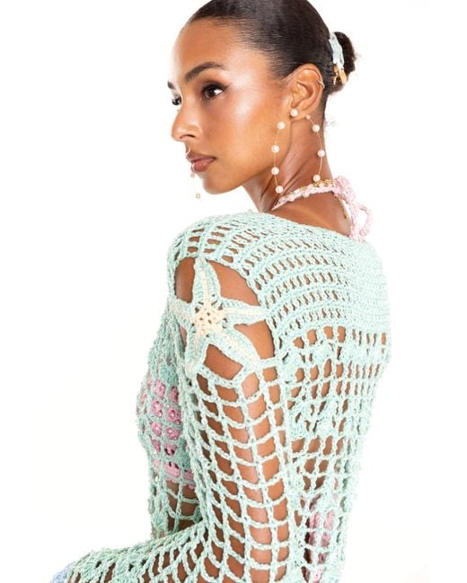 Andreeva Green Aqua Marine Handmade Maxi Cover-Up & Dress