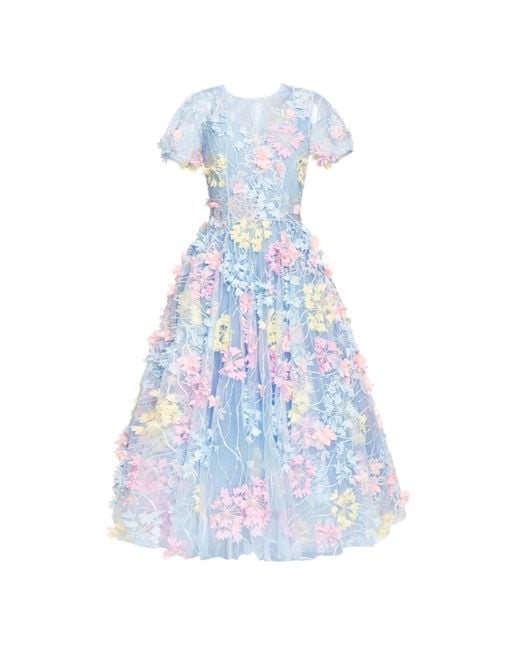 MATSOUR'I Blue Cocktail Dress Hydrangea
