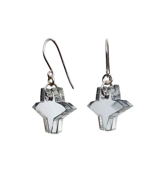 Laura Daili Metallic Neutrals Mirror Owls – Minimalist Origami Earrings