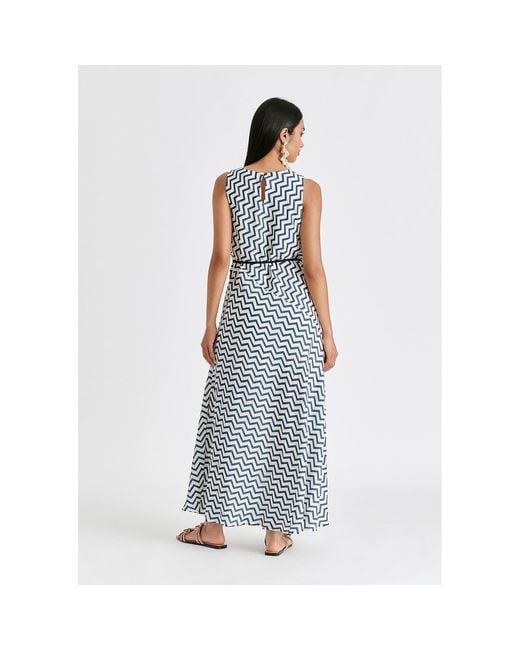 Paisie Blue A-Line Midaxi Dress