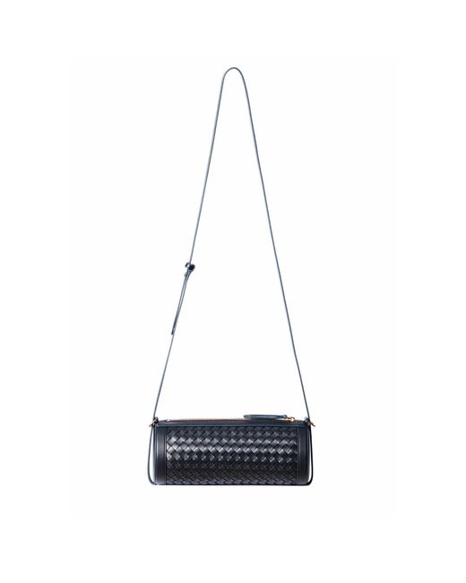 Owlish Studio White Reef Woven Vegan Leather Cylinder Bag
