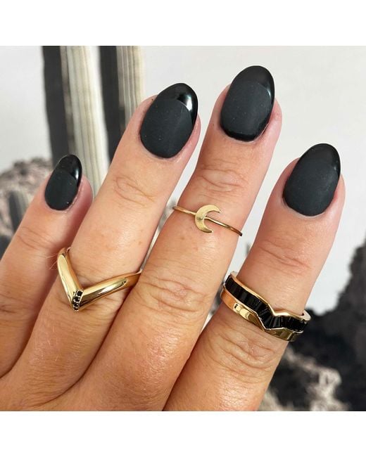 Glamrocks Jewelry Metallic Peak Baguette Band Ring- Black