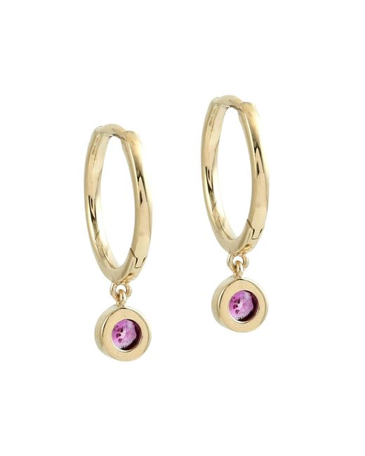 Artisan Metallic Sapphire Bezel Drop Hoop Earrings