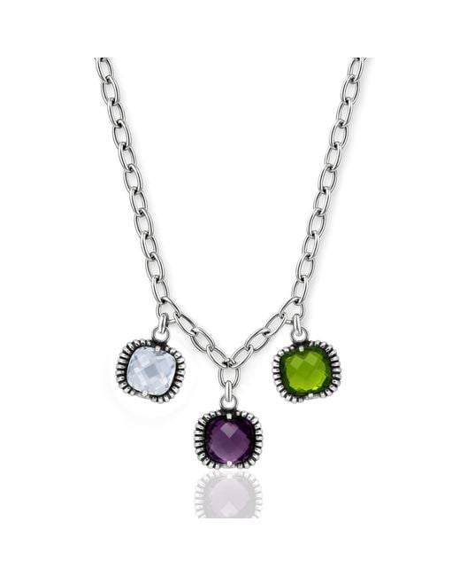 Unaloe Metallic Fantasy Three Crystal Necklace – Statement Pendant Jewelry For