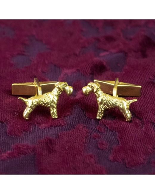 Simon Kemp Jewellers Metallic Schnauzer Cufflinks Eighteen Carat On Sterling for men