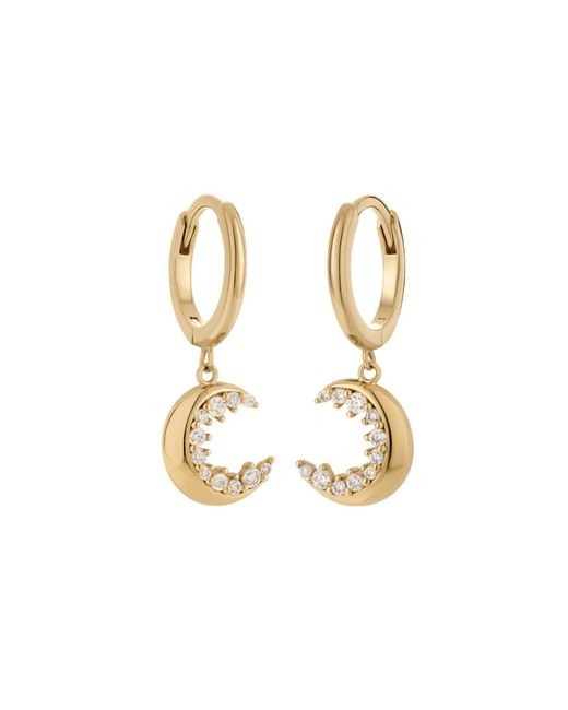 Vanhi Metallic Crescent Moon Crystal Charm Hoops
