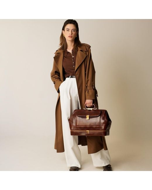 Time Resistance Brown Large Italian Leather Doctor Bag