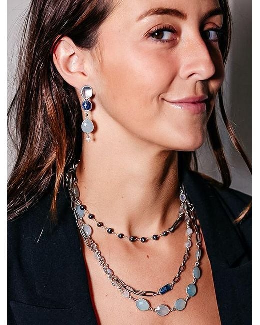 Loni Paul Jewelry Blue Aquamarine & Kyanite Earrings