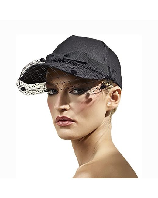 Misa Harada Millinery Blue Gigi Veiled Baseball Cap