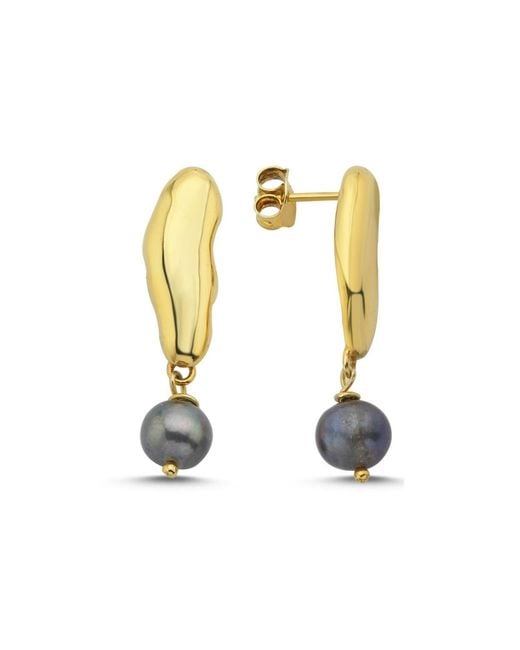 LINYA JEWELLERY Metallic Gera Pearl Dangle Earrings