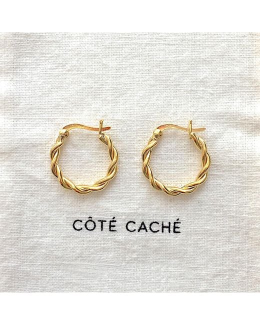 Cote Cache Metallic Small Braided Hoop Earrings