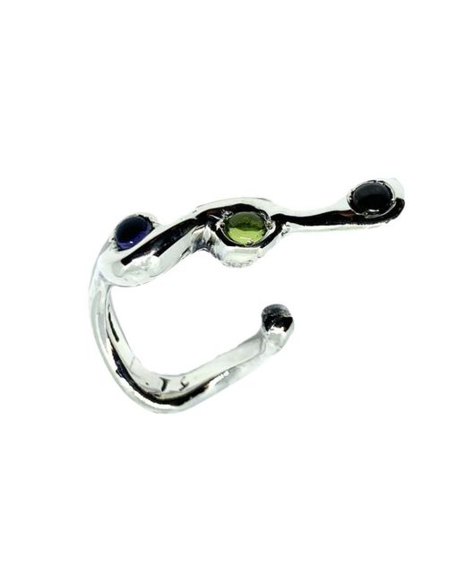 Tg-Jewellery by Tamara Gervasio Black Snake Sterling Adjustable Ring Multicolour Cabochons