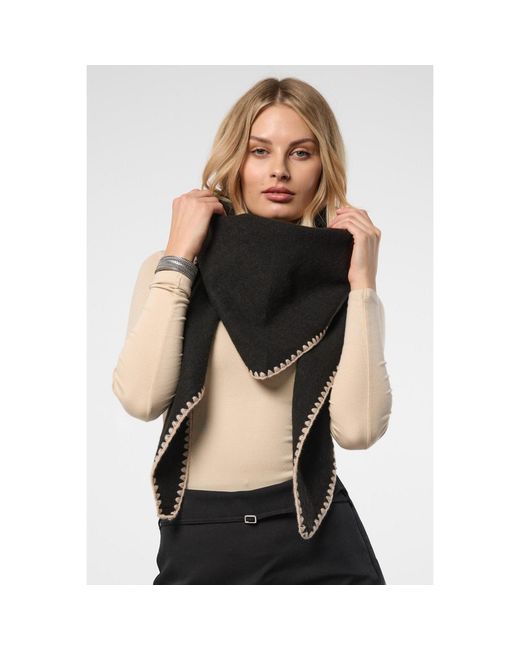 Saachi Black Knitted Triangle Shawl Wrap