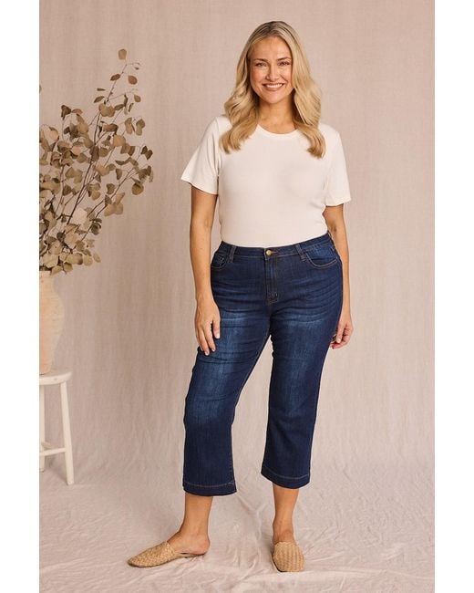 Adrift Clothing Blue Adrift Denim Cropped Straight Leg Jeans