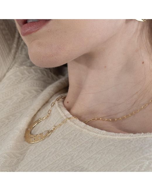 Rare Matters Jewelry Metallic Stellar Arc Clear Quartz Necklace