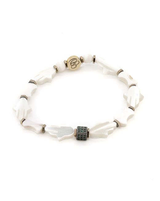 Ebru Jewelry Metallic Pearl Hamsa Hand Bracelet