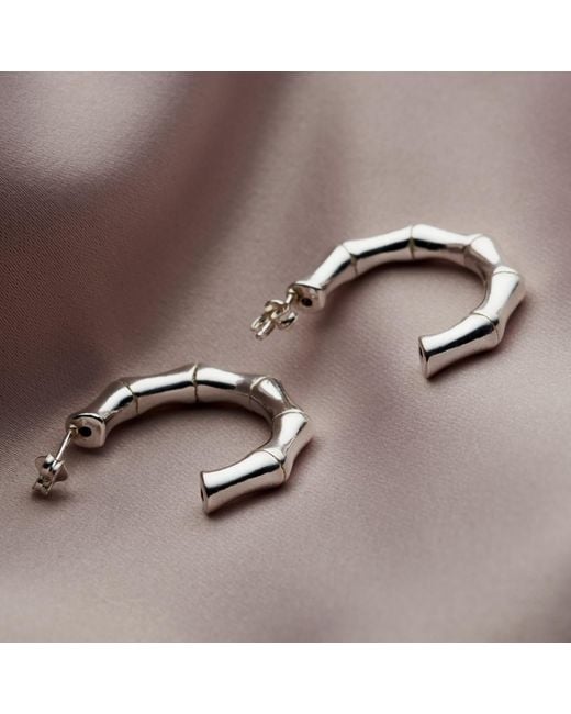 Posh Totty Designs Metallic Sterling Silver Bamboo Hoop Earrings