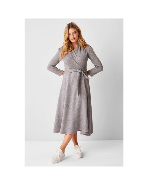 Marianna Déri Gray Knitted Wrap Dress