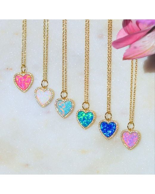 KAMARIA Blue Opal Heart Necklace With Crystals