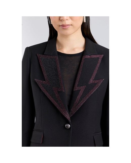 The Extreme Collection Black Embellished Tailored Blazer With Metallic Details