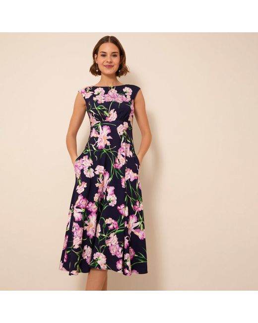 Alie Street London Blue Luna Midi Dress Midnight Blossom