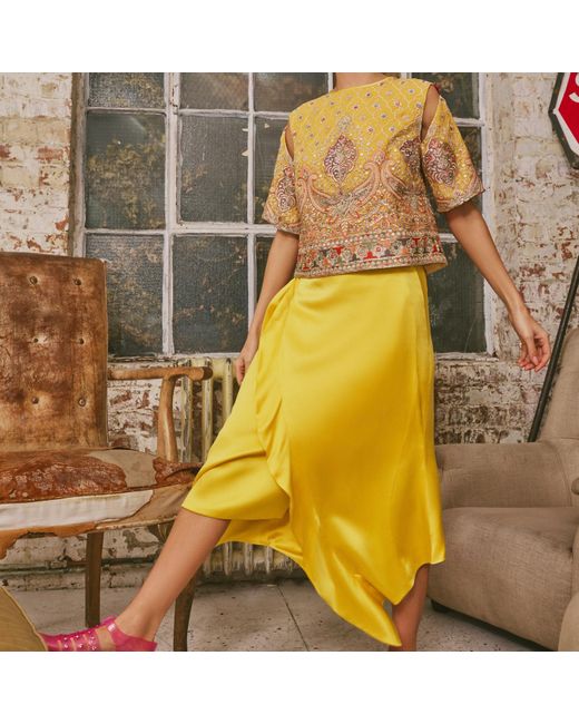 Emma Wallace Yellow Sakura Wrap Skirt