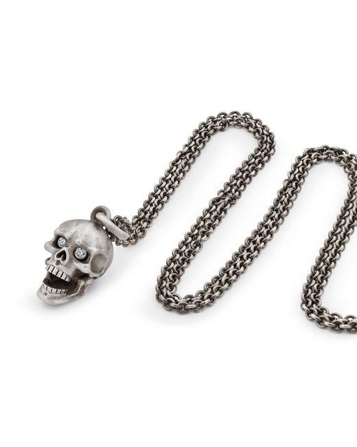 Snake Bones Metallic Skull Pendant With Hinged Jaw & Diamond Eyes for men