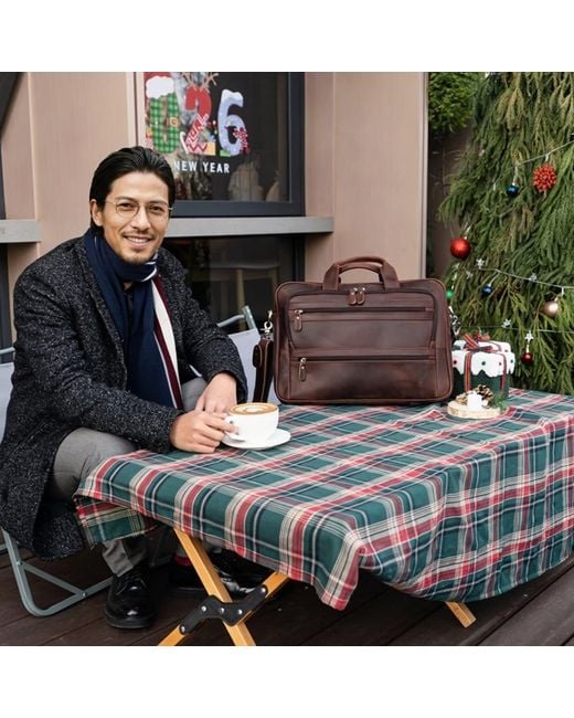 Touri Brown Genuine Leather Briefcase With Multiple Pockets for men