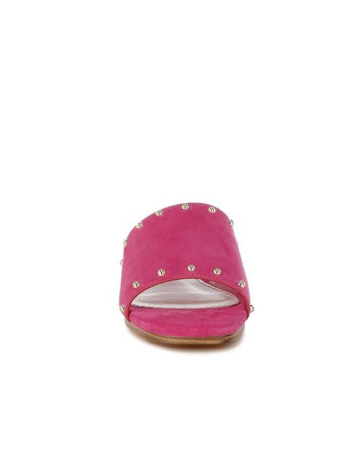 Rag & Co Pink Odalia Soft Suede Leather Studded Flats